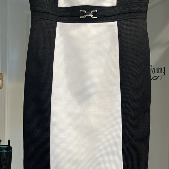 TAHARI ARTHUR S. LEVINE 👗Black & white cocktail dress  Size 12 in 💕condition - Picture 3 of 12